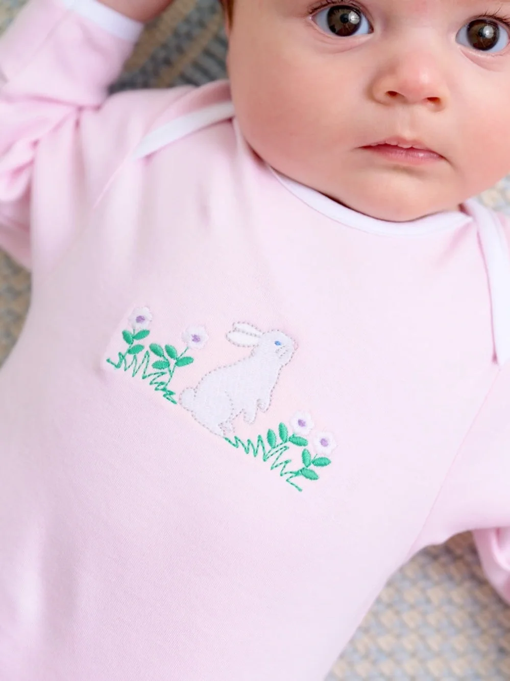 NWOT TBBC Adorable Everyday Set - Palm Beach Pink with Bunny Embroidery, 0-3M